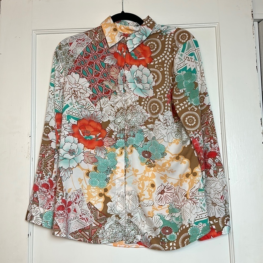 Chico’s floral button down blouse - image 1